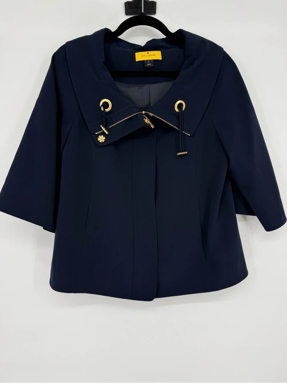 St. John Sport Zip Front Jacket Cape Cod Designer Luxury Career Travel Medium